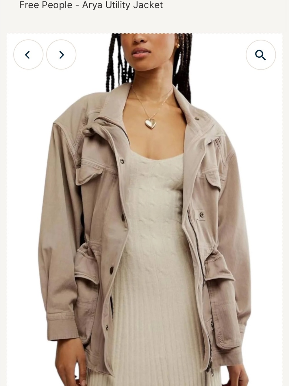 Free People Arya Utility Jacket in Taupe NWT size XS retail $178